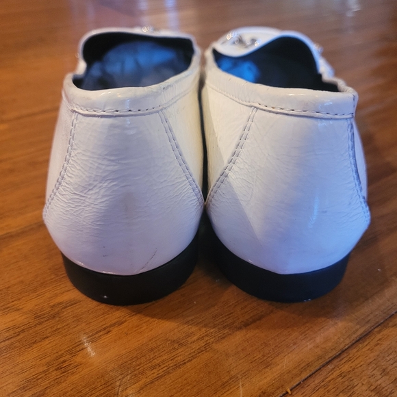 Authentic Chanel Moccasins Women's Loafers Size 38.5 White Leather - Picture 6 of 14